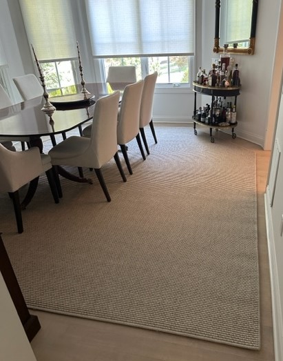 custom area rug from cove carpet one in a dining room